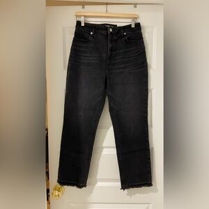 LOFT Black Curvy Fit High Rise Straight Crop Jeans, size 27
